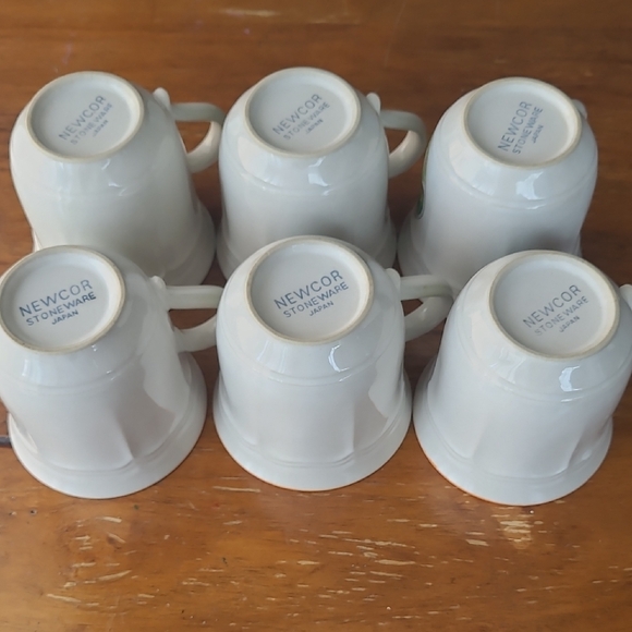 Vintage Newcore Country Village Stoneware Tea Cup Set Of 6 - Picture 6 of 10